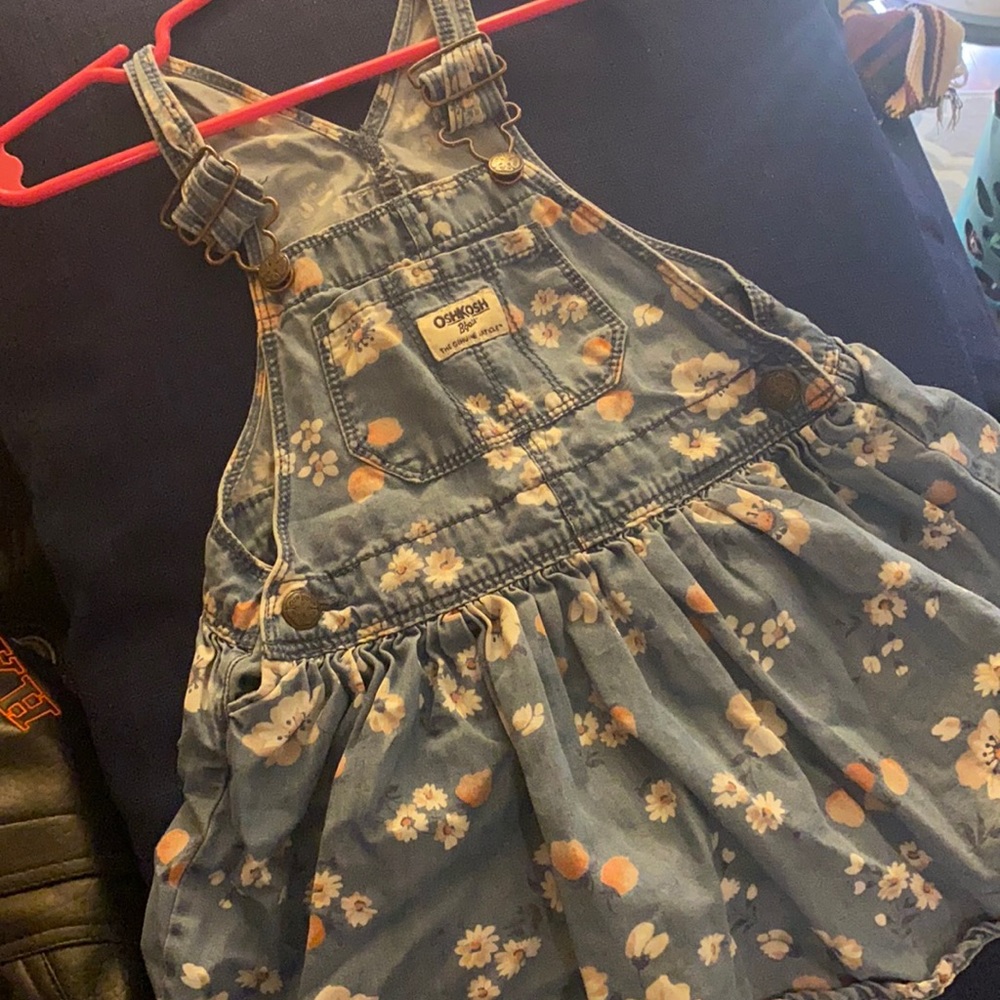 OshKosh B’gosh Jumper Dress with Pink & White Flowers 24months